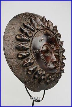 001 Masque Baoule Soleil, Sun Baule Mask, Art Tribal Premier Africain