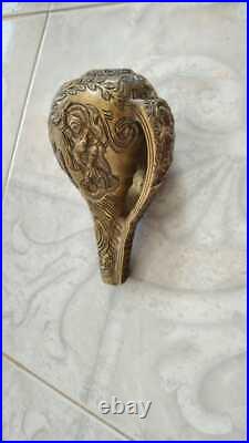 12.7cm Ancien Antique Vintage Laiton Dieu Sculpture Shankh Conque Figurine Idol