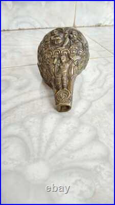 12.7cm Ancien Antique Vintage Laiton Dieu Sculpture Shankh Conque Figurine Idol