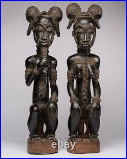 1d289 Statue De Couple Baoulé, Art Tribal Africain, Rci, Collection Gone