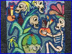 2 TABLEAUX HUICHOL N°4 LUIS CASTRO YARN PAINTING 40x20 cm 16x8