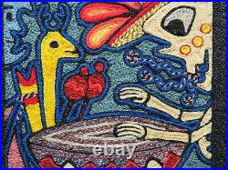 2 TABLEAUX HUICHOL N°4 LUIS CASTRO YARN PAINTING 40x20 cm 16x8