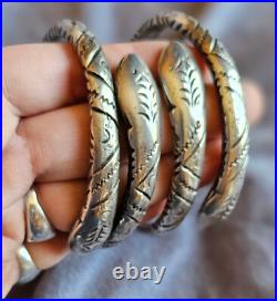 2 bracelet s ethniques berbère maghreb en argent massif gravé à tête de serpent