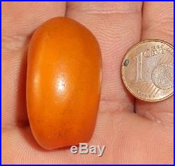 32mm Antique Butterscotch Eggyolk Amber Bead Necklace Morocco Perle Ancien Maroc