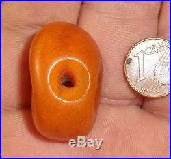 32mm Antique Butterscotch Eggyolk Amber Bead Necklace Morocco Perle Ancien Maroc