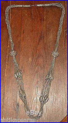 76cm Sautoir Collier Argent Ancien Asie Antique Silver Bead Necklace Thailand