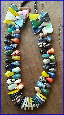 80 Perles anciennes verre de bohème XIX Perle de troc collector necklace