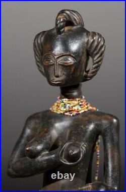 A048 Statue De Maternite Ashanti Ancienne, Art Tribal Premier Africain