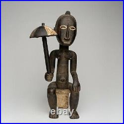 A087 Statue Adioukrou Femme Parapluie Adjoukrou, Art Tribal Premier Africain