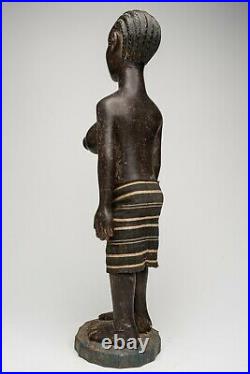 A291-art Tribal Premier Africain, Statue Colon Baoule Ancienne, Femme, Circa 1973