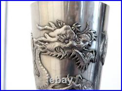 ARGENT MASSIF CHINESE EXPORT SILVER TIMBALE CHINE DRAGON 146g