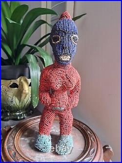 ART AFRICAIN/CAMEROUN/BAMILEKE/Statue Perlée/Tribal/Primitif/Antique/Rare