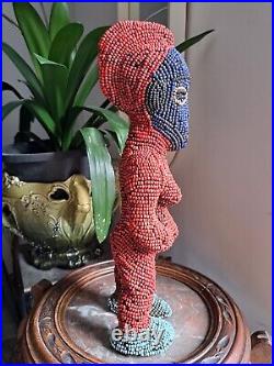 ART AFRICAIN/CAMEROUN/BAMILEKE/Statue Perlée/Tribal/Primitif/Antique/Rare