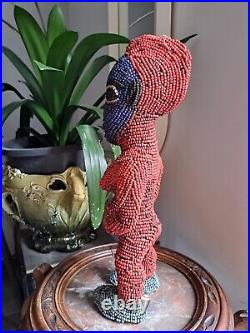 ART AFRICAIN/CAMEROUN/BAMILEKE/Statue Perlée/Tribal/Primitif/Antique/Rare