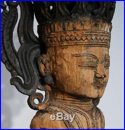Ancien Bouddha Shan 19 eme siécle Bhaishajyaguru Myanmar statue Bois Buddha