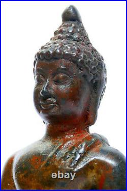 Ancien Bouddha en Bronze Thaïlande H13,5cm Chiang Saen Lanna