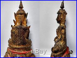 Ancien Bouddha en bronze doré Rattanakosin Thaïlande Siam milieu/fin 19e