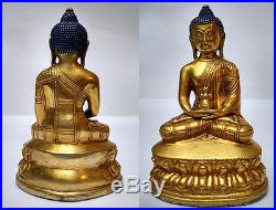 Ancien Bouddha en bronze doré sino-tibétain Bodhisattva Amitayus Tibet 19e