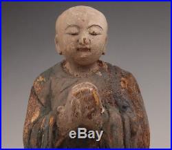 Ancien Bouddha statue bois polychrome Tibet