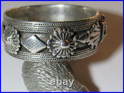 Ancien Bracelet Ethnique Maghreb en Argent Silver 2 poinçons Poids 91 gr