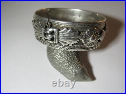 Ancien Bracelet Ethnique Maghreb en Argent Silver 2 poinçons Poids 91 gr