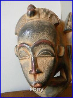Ancien Masque africaine Baoule masque jumeaux de cote d'ivoire