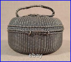 Ancien Panier En Argent Tressé Laos Birmanie Ethnique XXe