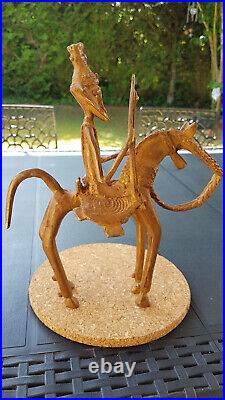 Ancien bronze africain cavalier sur son cheval DOGON MALI rare grand