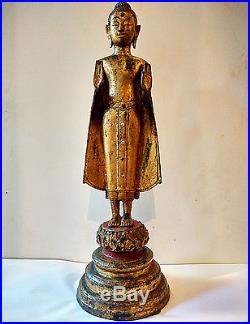 Ancien grand Bouddha en bronze doré de Thaïlande Ayutthaya
