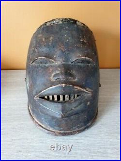 Ancien masque Heaume Lipico Makonde de Tanzanie ou Mozambique avec cheveux