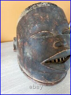 Ancien masque Heaume Lipico Makonde de Tanzanie ou Mozambique avec cheveux