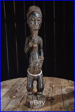 Ancienne Statue Du Chef Baoule Art Tribal Ethnique Afrique Côte D'ivoire 61cm