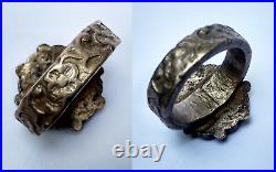 Ancienne bague tibétaine Argent corail turquoise Tibet 19e