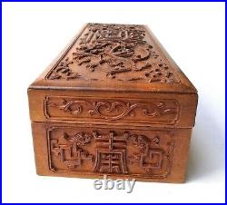 Ancienne boite à bijoux en bois sculpté Chine