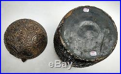 Ancienne boîte zoomorphe hibou chouette bois laqué Birmanie 19e