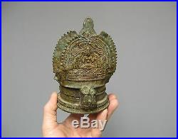Ancienne lampe à huile en bronze. Inde du Sud 19e