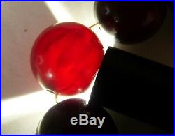 Antique Dark Amber Red Cherry Bakelite Faturan Beads Necklace Collier Ancien 81g