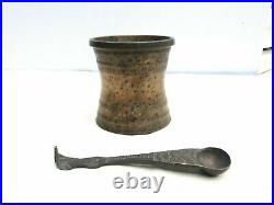Antique Vintage Bronze Holy Water Pooja Theertham Cup & Spoon Hindu Collectible
