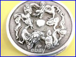 Argent Massif Chine Boite Dragon Chinese Export Silver Box With Dragon