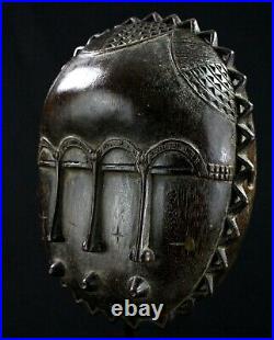 Art Africain African Mask Admirable Masque Baoulé Soleil avec Socle 21 Cms