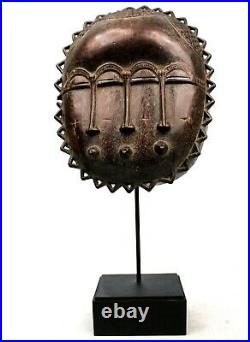 Art Africain African Mask Admirable Masque Baoulé Soleil avec Socle 21 Cms