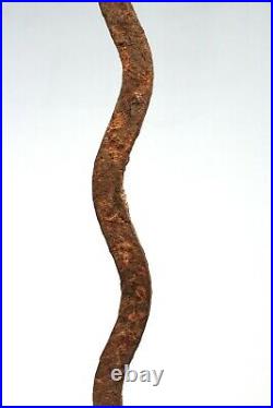 Art Africain Ancien Fer Rituel Serpent Lobi sur Socle Iron Snake 73 Cms ++