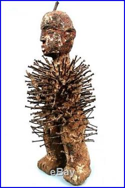 Art Africain Ancien Fétiche à Clous Kongo Ex Collection Privée 63,5 Cms