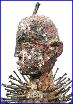 Art Africain Ancien Fétiche à Clous Kongo Ex Collection Privée 63,5 Cms