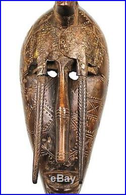 Art Africain Ancien Masque Marka Couvert de Plaques de Laiton Martelé Mali