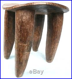 Art Africain Ancien Tabouret Senoufo Assise Haute & Confortable 36,5 Cms