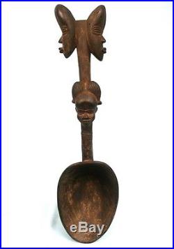 Art Africain Ancienne Cuillère Cérémonielle Dan aux 3 Visages African Spoon