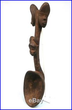 Art Africain Ancienne Cuillère Cérémonielle Dan aux 3 Visages African Spoon