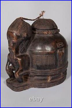 Art Africain, Art Tribal, Statue Baoulé Ancienne, Boite A Oracle, Rci -d081c