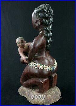 Art Africain Arts Coloniaux Tribaux Ancien Colon Maternité Gouro 38 Cms ++